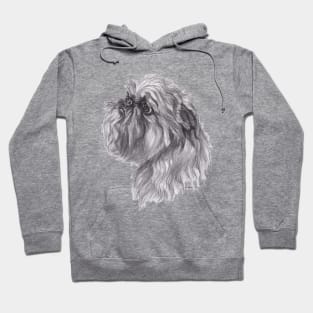 Brussels Griffon Dog Portrait Drawing Hoodie